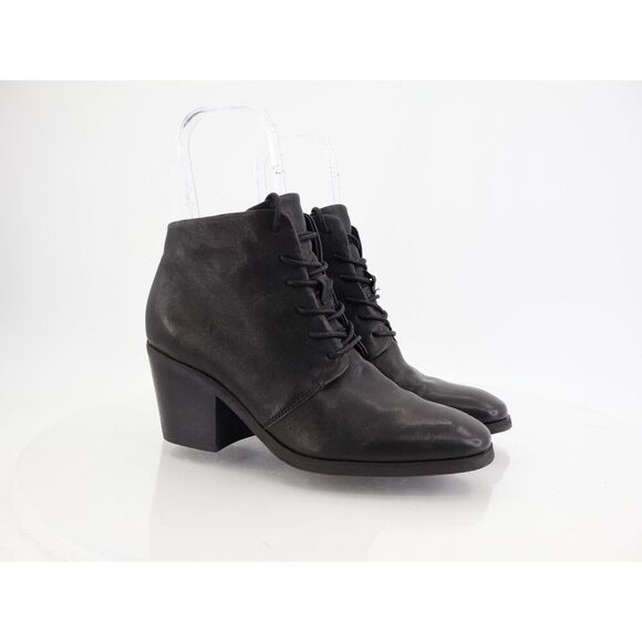 Sofft Corlea Lace Up Ankle Boot Size 10 Black Leather Pointed Block Heel Bootie - Picture 1 of 11